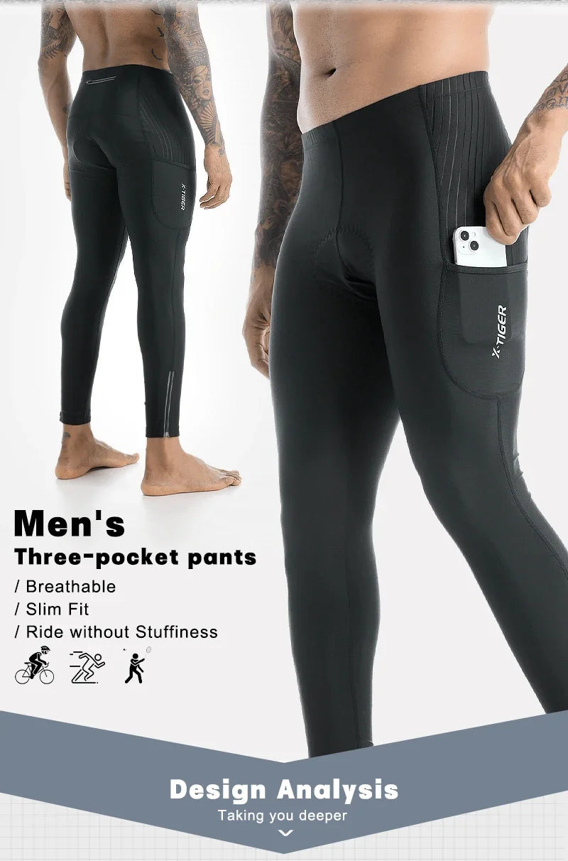 X-TIGER Winter Bike Pants 5D Gel Padded Cycling Tights Leggings Men's Outdoor Riding Mountain Road Bicycle Long Trousers