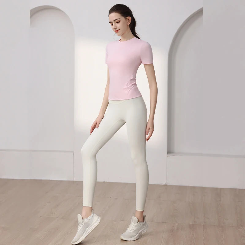 Woman 2025 Top Yoga Clothes Workout Pilates Shirts Fitness Sportswear Gym Running Sports Tight T-shirt Short Sleeve Fitness Tops