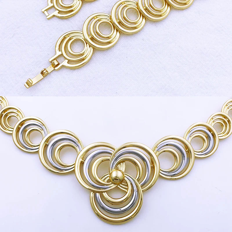 Elegant Women Necklaces Jewelry Sets Gold Color Jewelry On The Neck Wedding Party Accessories conjunto de joyeria para mujer