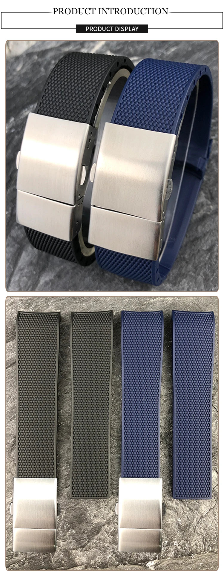 19mm 20mm 21mm Rubber Silicone Watchband for Longines Conquest HydroConquest L3.781 VHP Black Blue Sports Waterproof Watch Strap