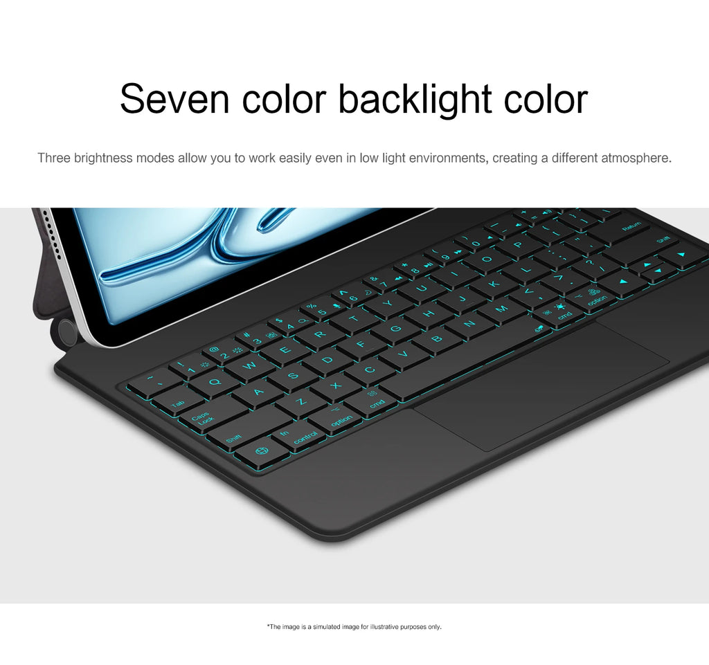 AJIUYU Smart Pogo Pin Magic Keyboard For iPad Air 11 inch M3 M2 Pro 13 M4 12.9 6th 5th 4th 10.9 7th Smart Case Direct Connection