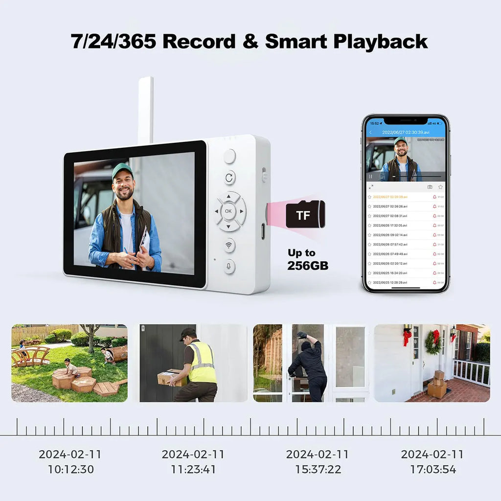 Srihome SH054 5Inch Screen 4MP 1440p Wireless WIFI Doorbell 120Degree Wide Angle Video Door Phone Visual Door Viewer Camera