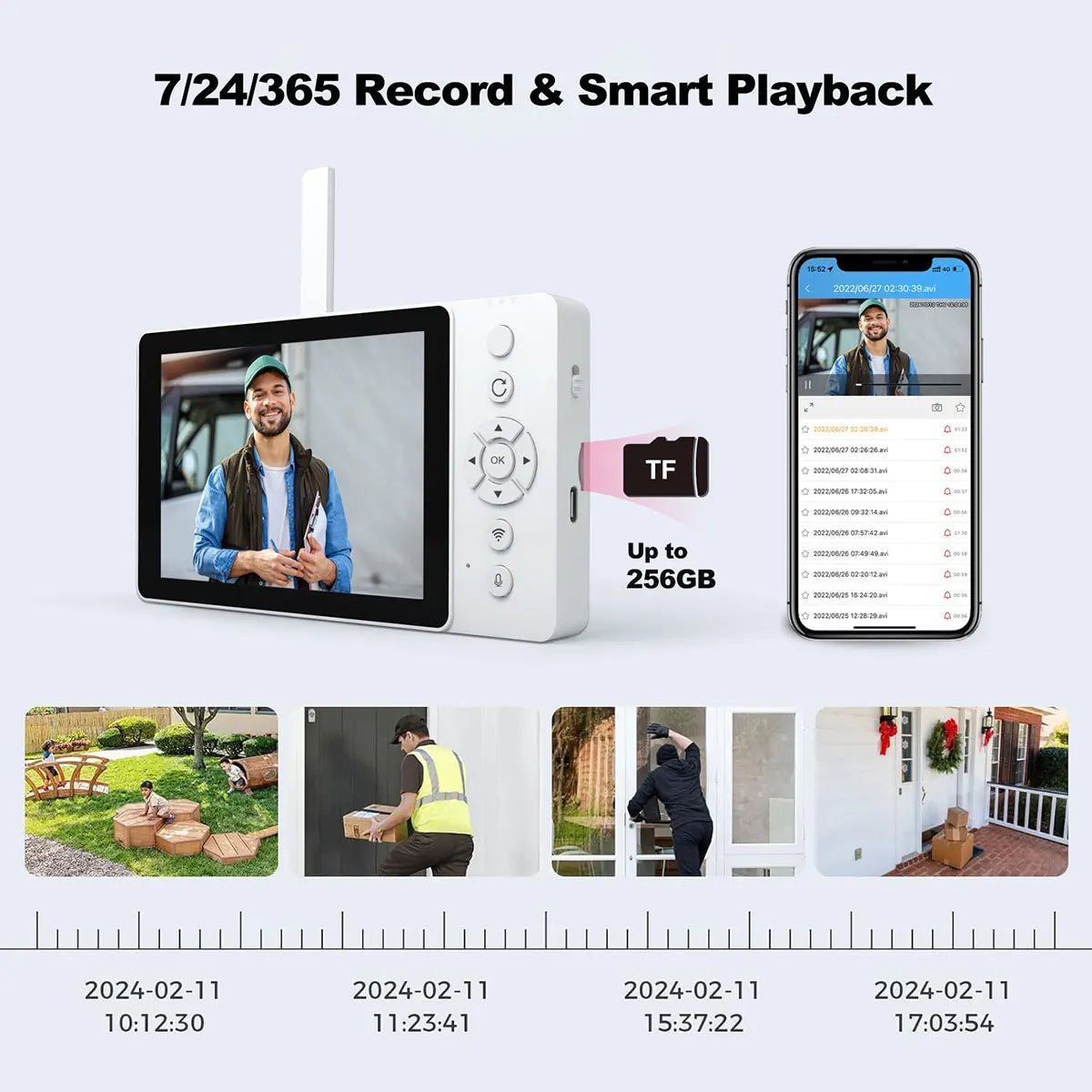 Srihome SH054 5Inch Screen 4MP 1440p Wireless WIFI Doorbell 120Degree Wide Angle Video Door Phone Visual Door Viewer Camera