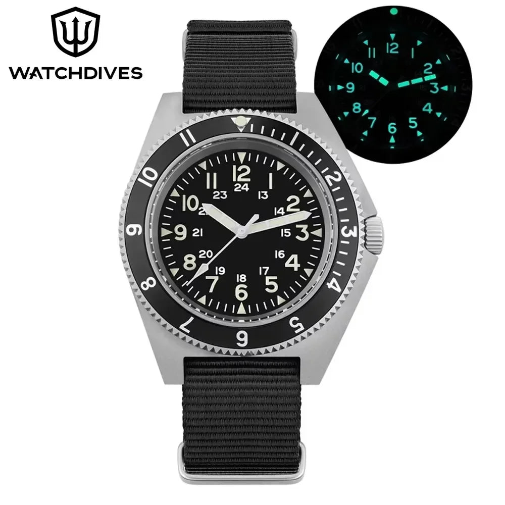 Watchdives WD1972 Quartz Watch VH31 Sweep Seconds Movement Sapphire Crystal BGW9 Luminous 20Bar Waterproof Vintage Men Watches