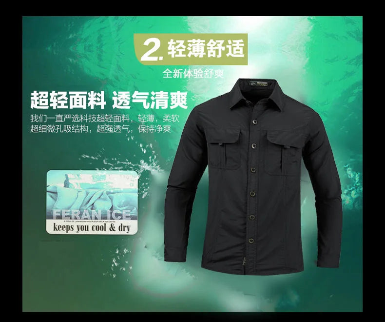 2025 spring summer New Men Lightweight Quick-Drying long sleeved shirts outdoor new men  Breathable Sport Sunscreen Hiking Shirt