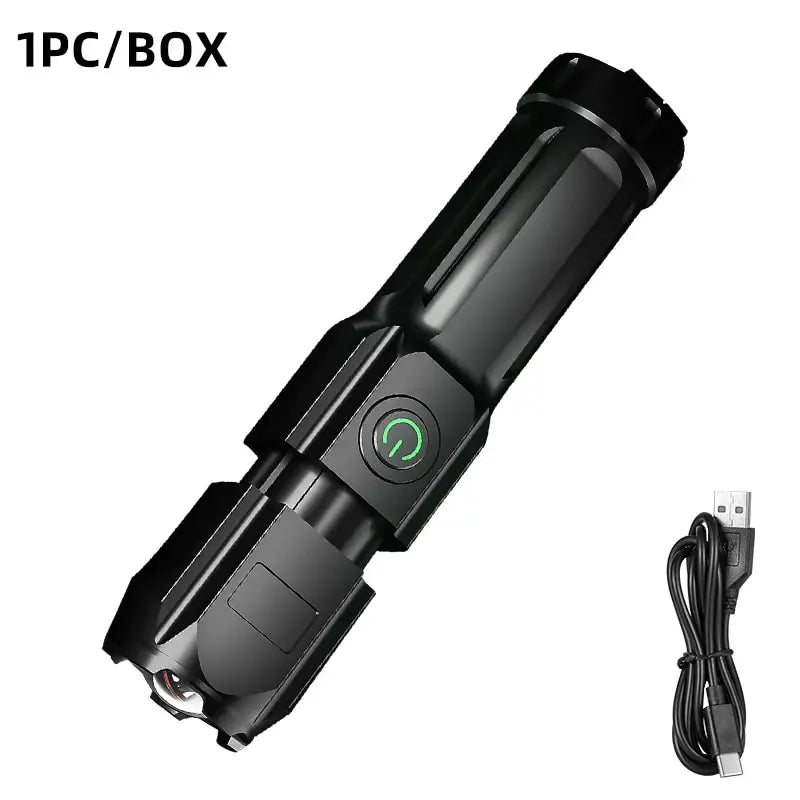 Portable LED Flashlight Strong Light Focusing Flashlight 18650 USB Rechargeable Outdoor Home Strong Light Searchlight Waterproof