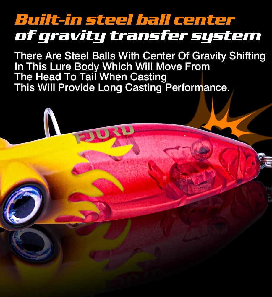 FJORD 80mm 14g Popper Glow Fishing Lure Swimbait Floating Hard Baits Pike Bass Sea Saltwater Surface Walker Fishing Supplies