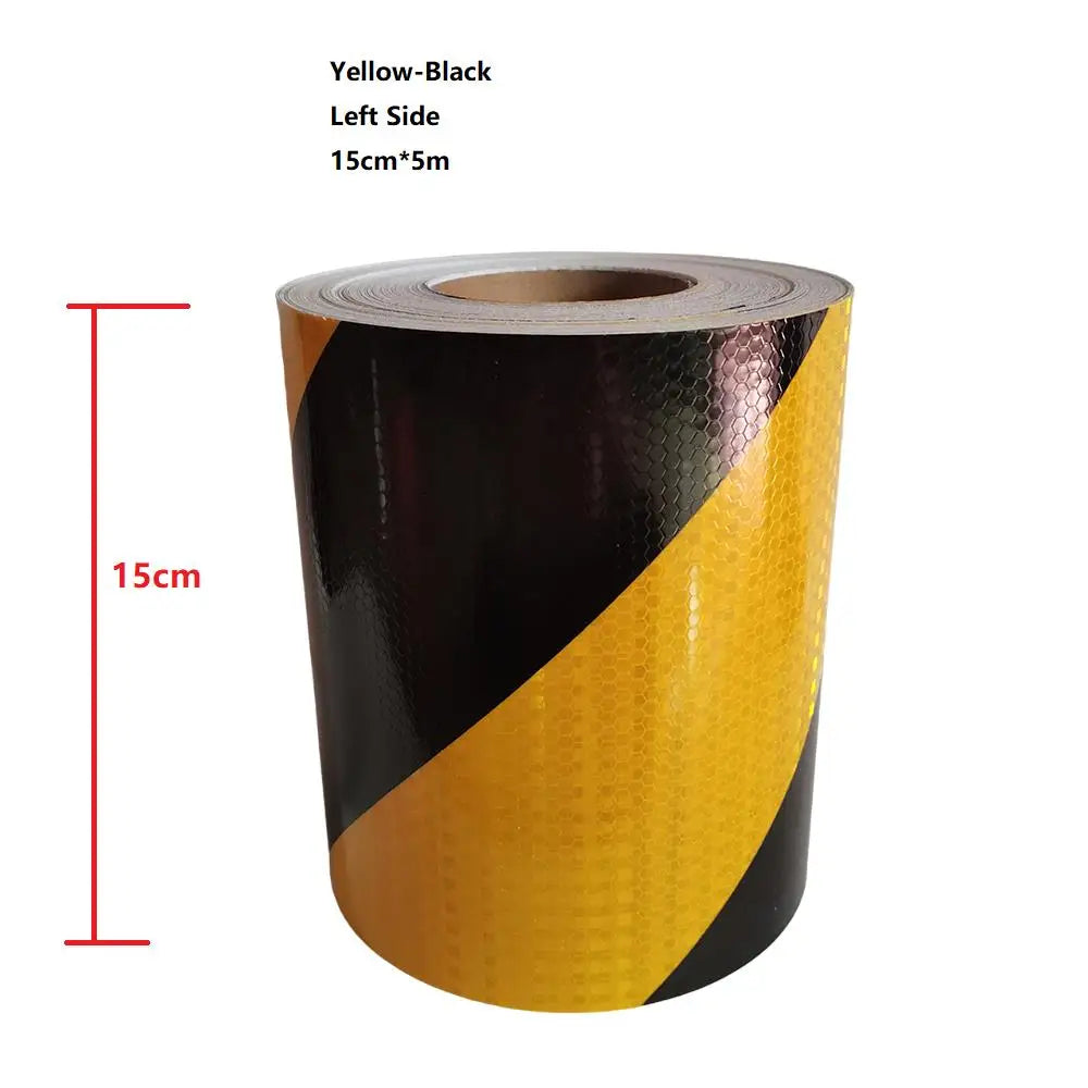 5cm/10cm/15cm/20cm*5m Reflective Tape Yellow-Black Left Or Right Twill Waterproof Safety Warning Self-adhesive Reflector Sticker