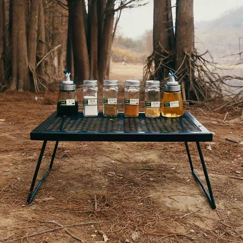 Outdoor Grid Folding Table Multifunctional Camping Table Mini Tent Desk Picnic Table Cooking Heating Rack High-temperature