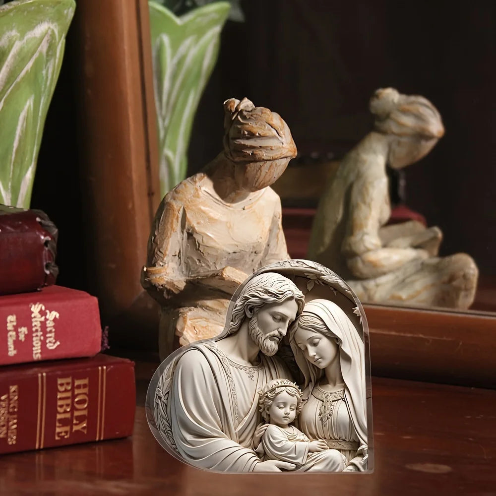 1pc, Baptism Faith Worship Nativity Acrylic Desktop Decor Plaque Sign, Commemorative Birthday Gift, Christmas Party Holiday