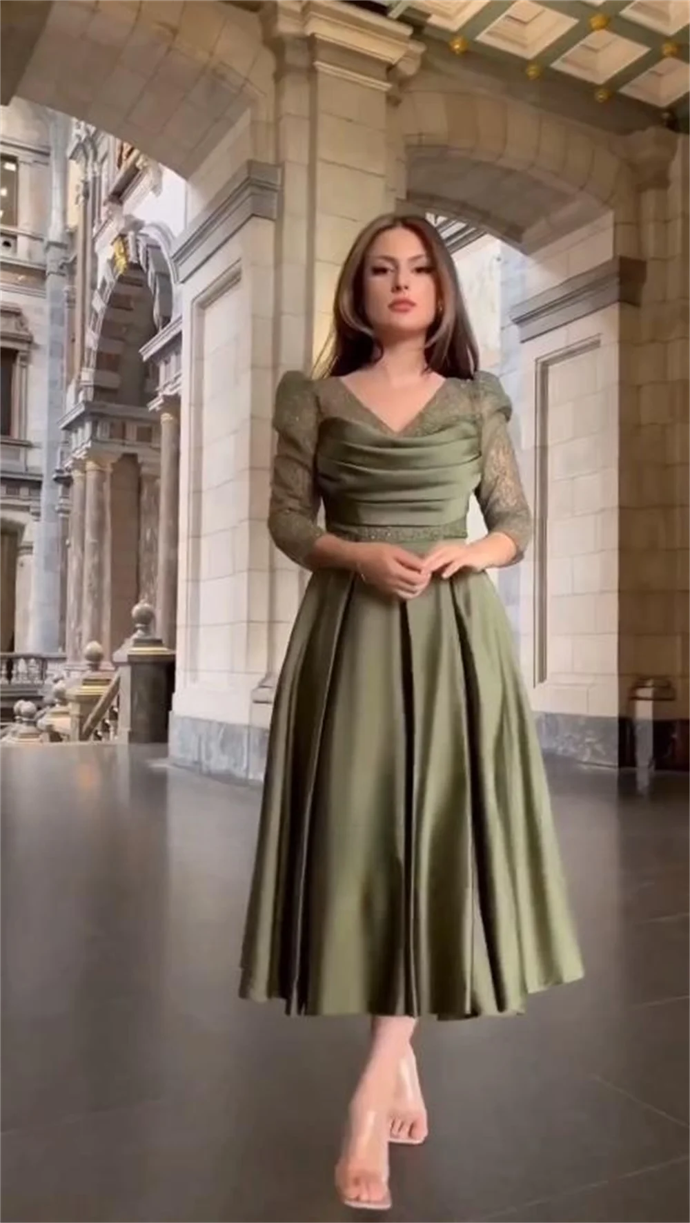 Customized Prom Dresses High Quality Exquisite V-neck A-line Draped S Formal Occasion Gown vestidos elegantes mujer fiesta y bod