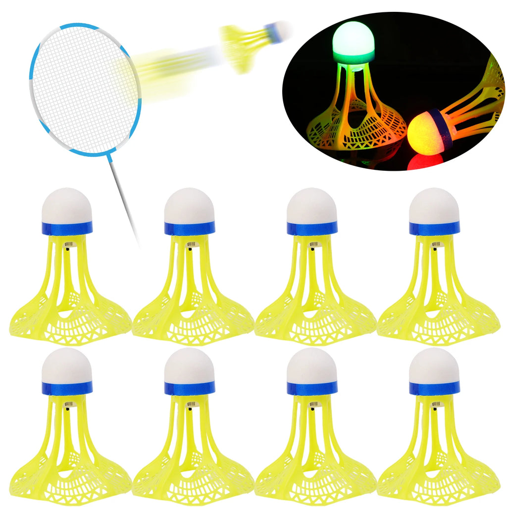 8/1PCS Windproof Light-up Badminton Durable Yellow Nylon Shuttlecocks Badminton Indoor Outdoor Sports Badminton Training Balls