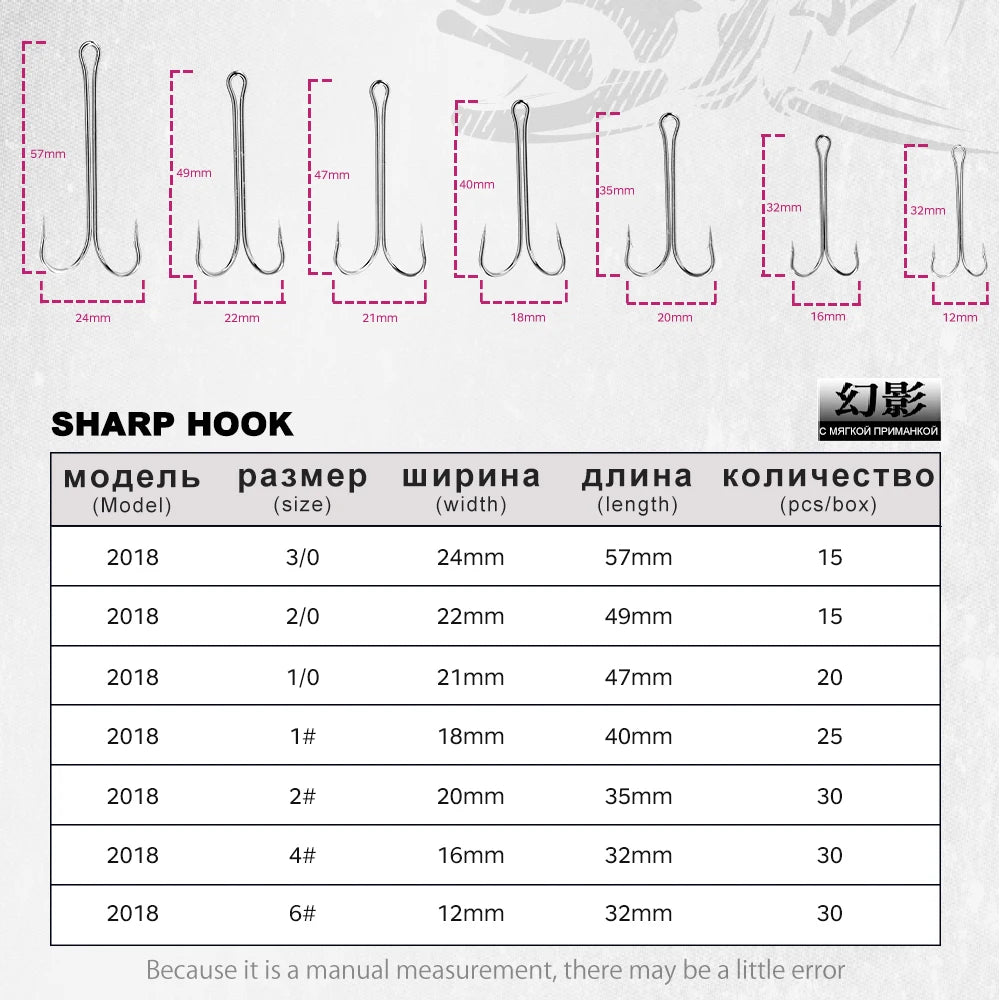 Hunthouse New Item Double Hook Long Fishing Equipment  Long Double Hook Top Quality Fishing Killer High Carbon Steel Duple Hook