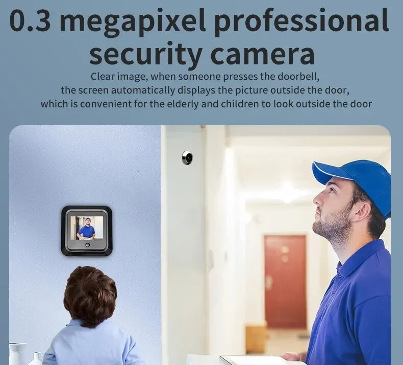Video Doortell HD 2.4 Inch Peephole 120° Smart Digital Door Viewer Camera Security Monitor 240x320 Visual Doorbell Home