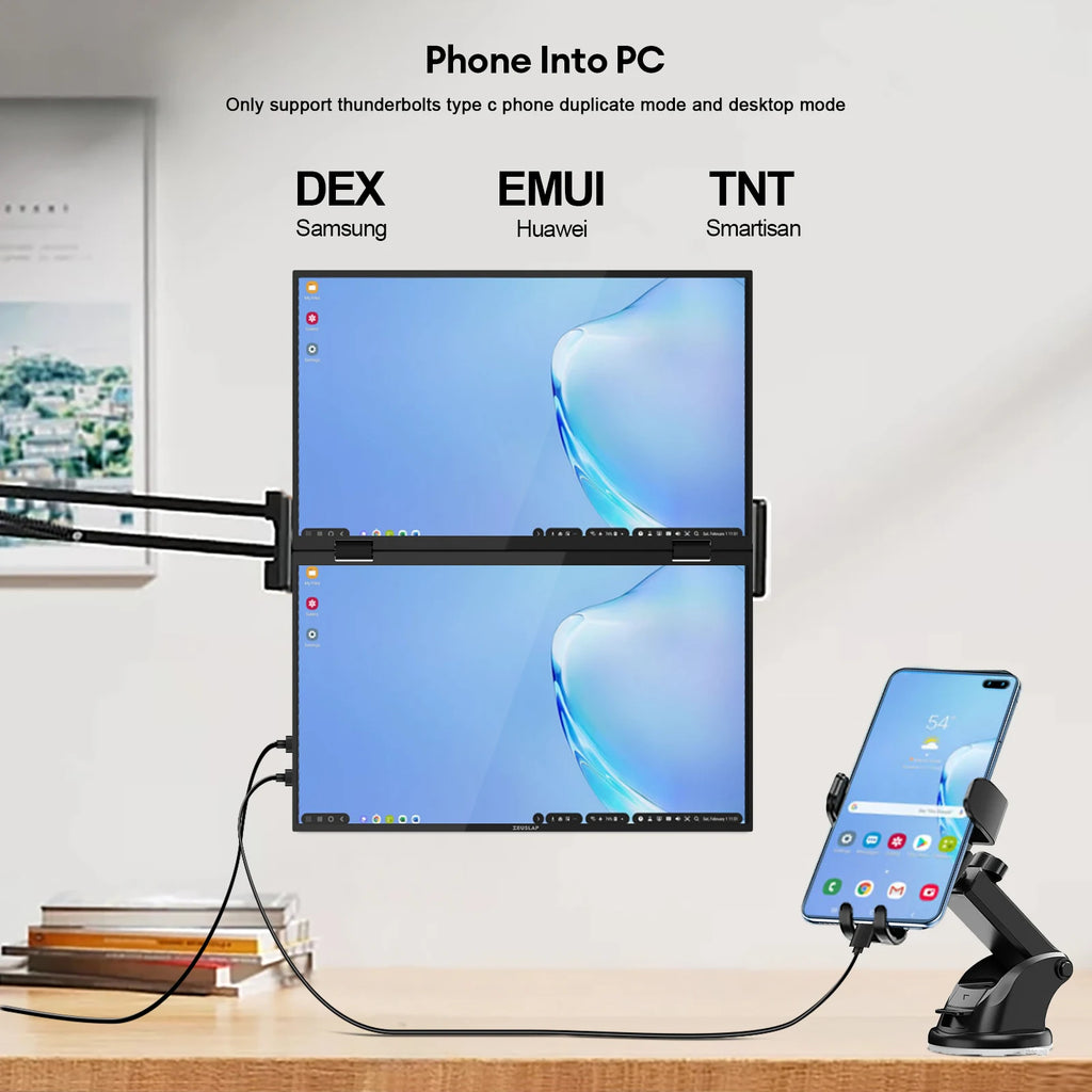 ZEUSLAP 15.6" Stacked Foldable Dual Monitor FHD 100% sRGB Laptop Screen Extender Portable Monitor for Windows Mac OS